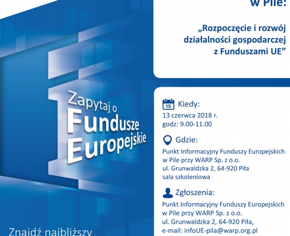 Fundusze Europejskie. Zaproszenie do udziału w spotkaniu informacyjnym 